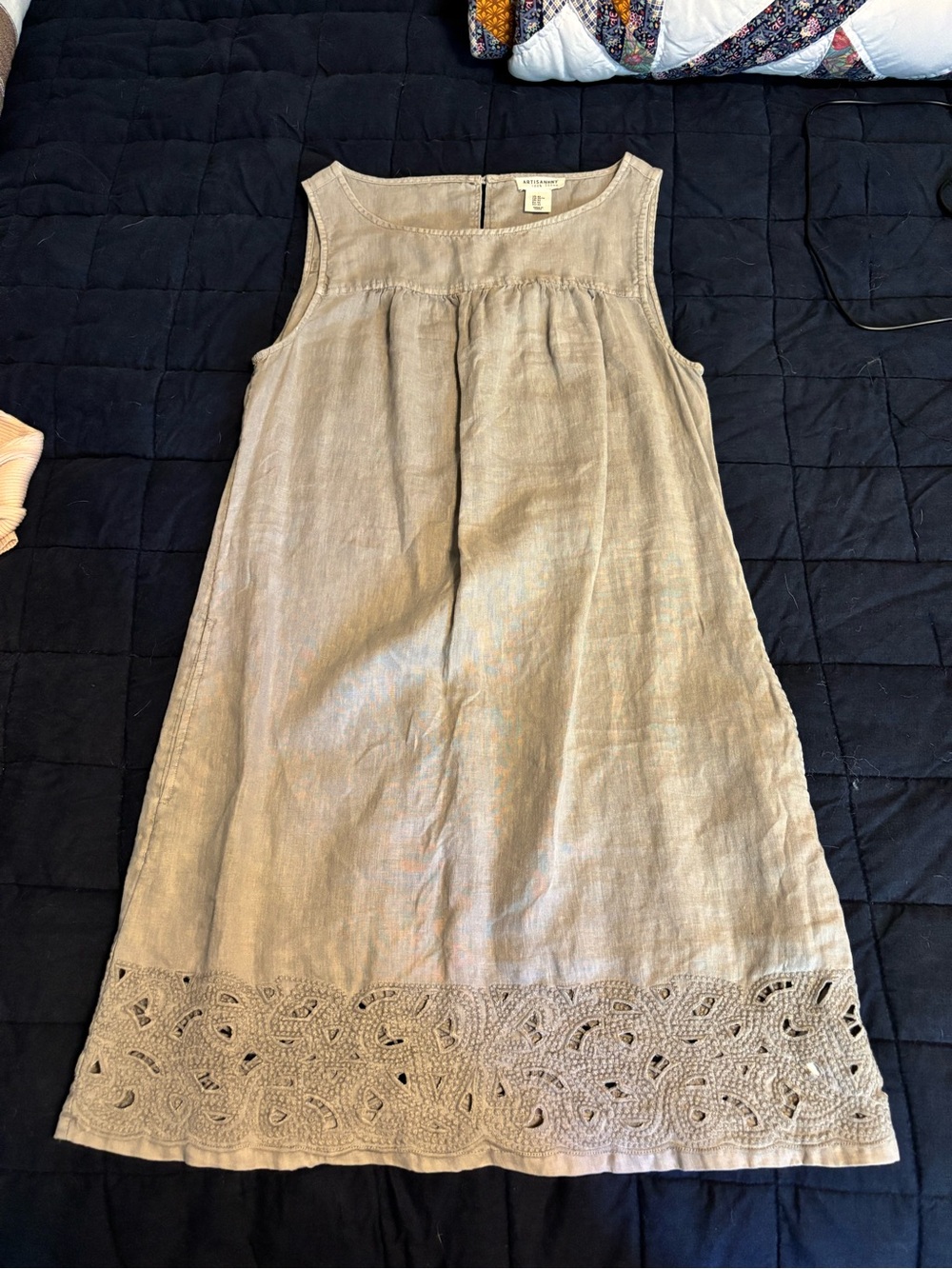 Linen Eyelet Hem Dress